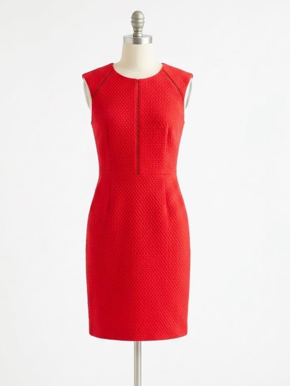 J.Crew Portfolio Matelassé Coral Red -
 Sleeveless Sheath Dress Size 2